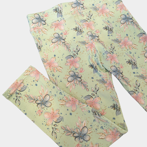 Legging vert menthe fleurs