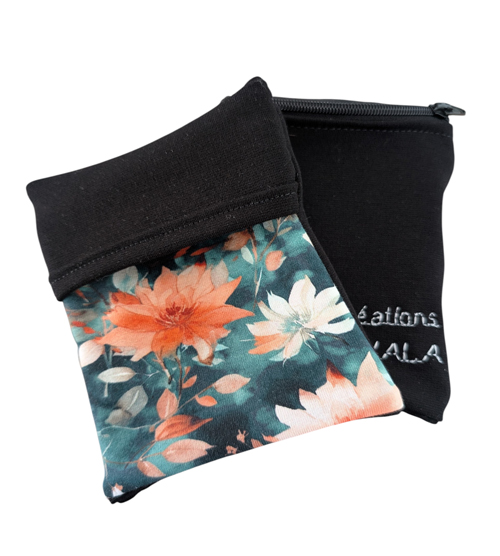 Portefeuille poignet fleurs couleur saumon